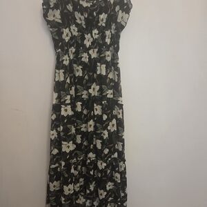 miami Black Floral High-Low Maxi Dress